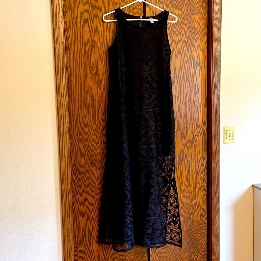 Xhilaration brand, black lace mini dress with long overlay
